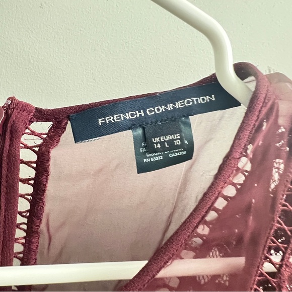 🎄holiday season🎁French Connection Chante lace midi dress in Burgundy - Picture 5 of 6